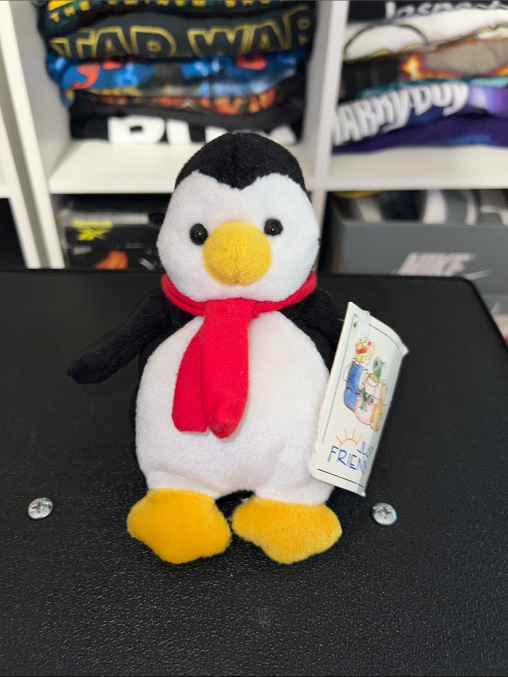 Just Friends Penguin Plush Toy with Red Scarf